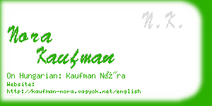 nora kaufman business card